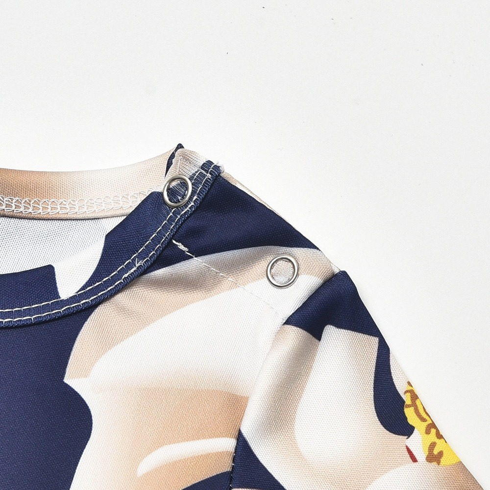 Family Matching Parent-child Summer Round Collar Short Sleeve Flower Swing Dresses