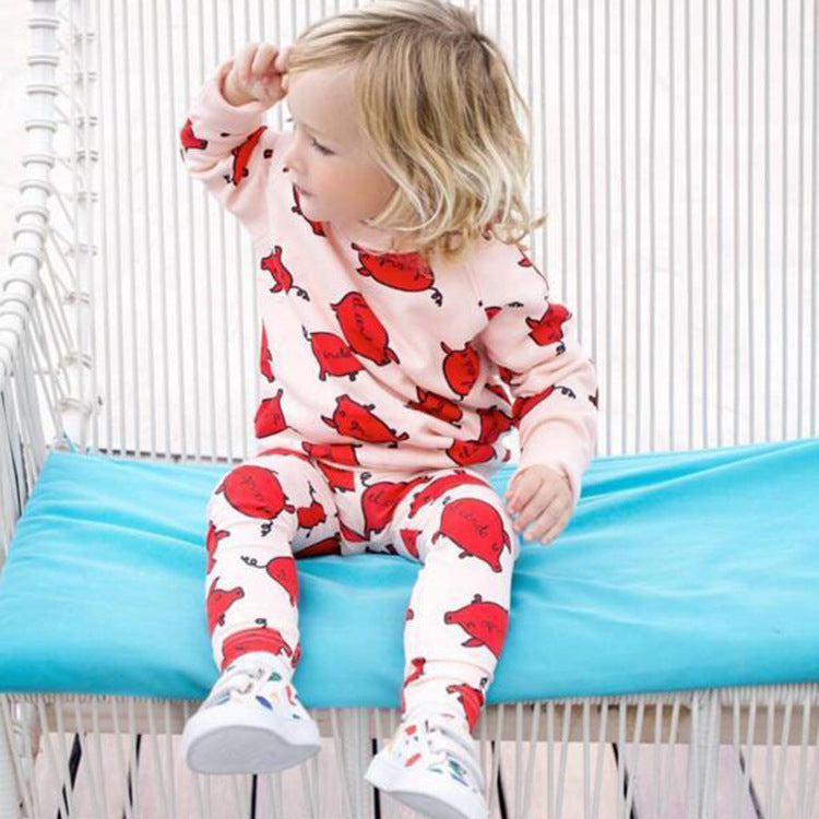 Baby Girl Spring Autumn French Fries Printed Suit 2 Pcs Sets