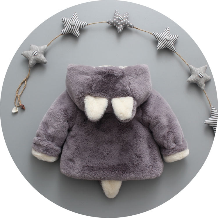 Kid Baby Girl  Fur Tail Plush Thickened Coat