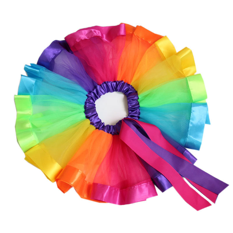 Kid Baby Girl Princess Rainbow Mesh Tutu Skirts