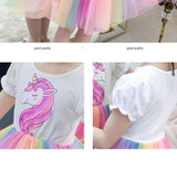 Kid Baby Girl Rainbow Unicorn Fashionable Casual Tide Dresses
