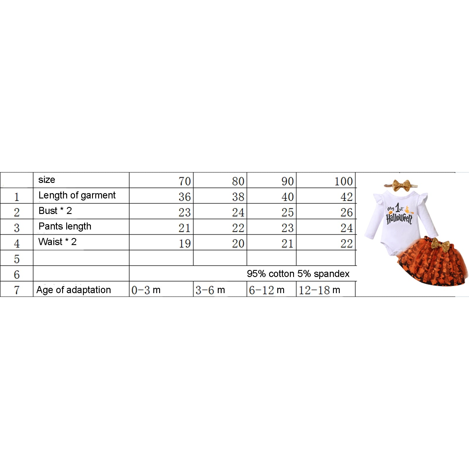 0-18M Halloween Baby Girls Pumpkin Letter Printing Long Sleeve 2 Pcs Sets