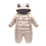 Baby Boy Girl Cartoon Bear Romper Double Zipper Snowsuit