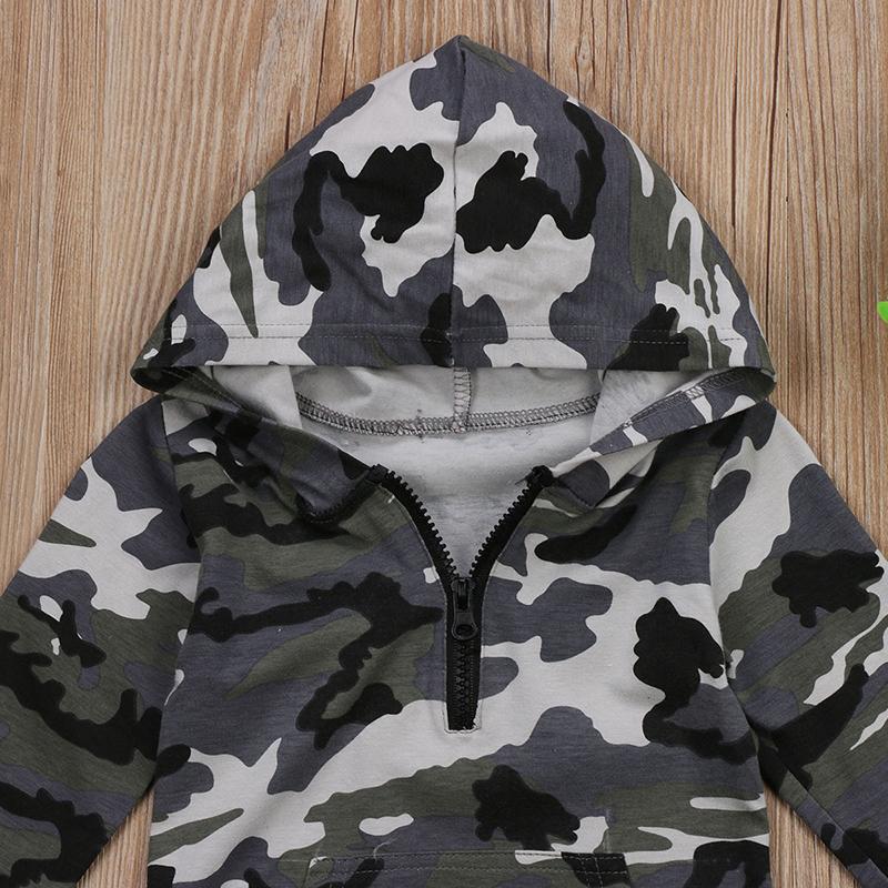 Baby Boy Girl Long Sleeve Camouflage Zip-Up Jumpsuit Romper