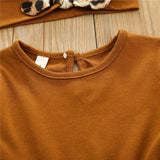 Toddler Baby Girl Long Sleeve Ruffle Leopard Suits 3 Pcs Sets