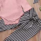 Baby Girls Long Sleeve Ruffle Solid 2 Pcs Set