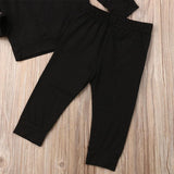 Baby Girl Solid Ruffle Long Sleeve Sets 2 Pcs Suits