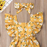 Baby Girl Floral Ruffle Sleeve Backless Romper 2Pcs Outfit Set
