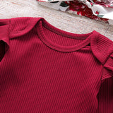 Baby Girl Knitting Ruffle Floral Valentine 3 Pcs Sets