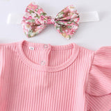 Baby Girl Ruffle Short Sleeve Floral 3 Pcs Sets