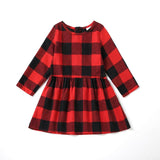 Family Matching Mommy And Me Outfits Long Sleeve Red Plaid Dress