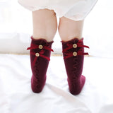 Toddler Girl Ruffle Stockings Cotton Bows Knee Socks
