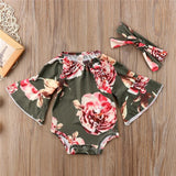 Baby Girl Long Sleeve Floral Romper Warm 2 Pcs Set