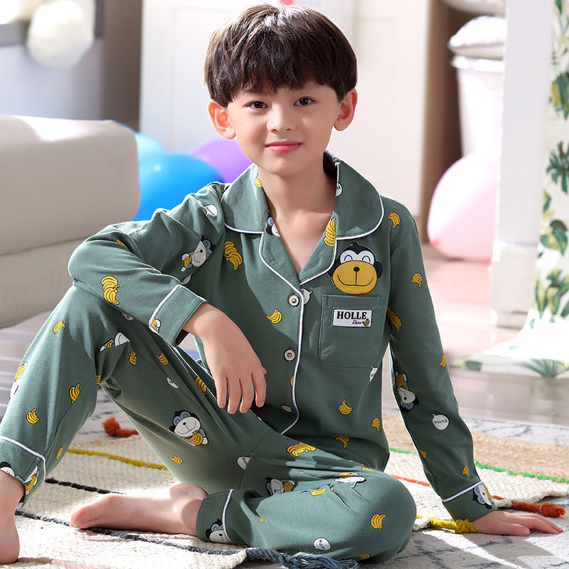Kid Boy Home Suit Pure Cotton Long Sleeve Spring Pajamas