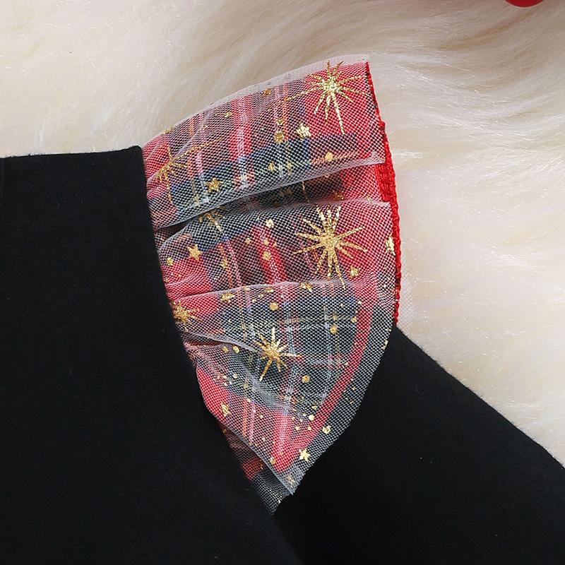 Baby Girl Reindeer Print Plaid Stitching Stars Tulle Dress