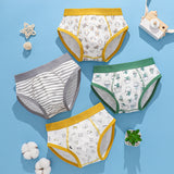 Kids Boys Underwear Cartoon Shorts Triangle Stripes Cotton 4 Piece/Lot