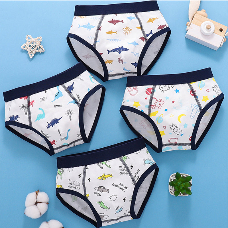 Kids Boys Underwear Cartoon Shorts Triangle Stripes Cotton 4 Piece/Lot
