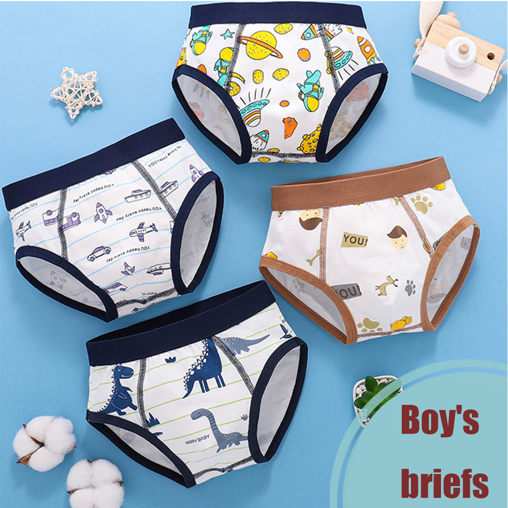 Kids Boys Underwear Cartoon Shorts Triangle Stripes Cotton 4 Piece/Lot