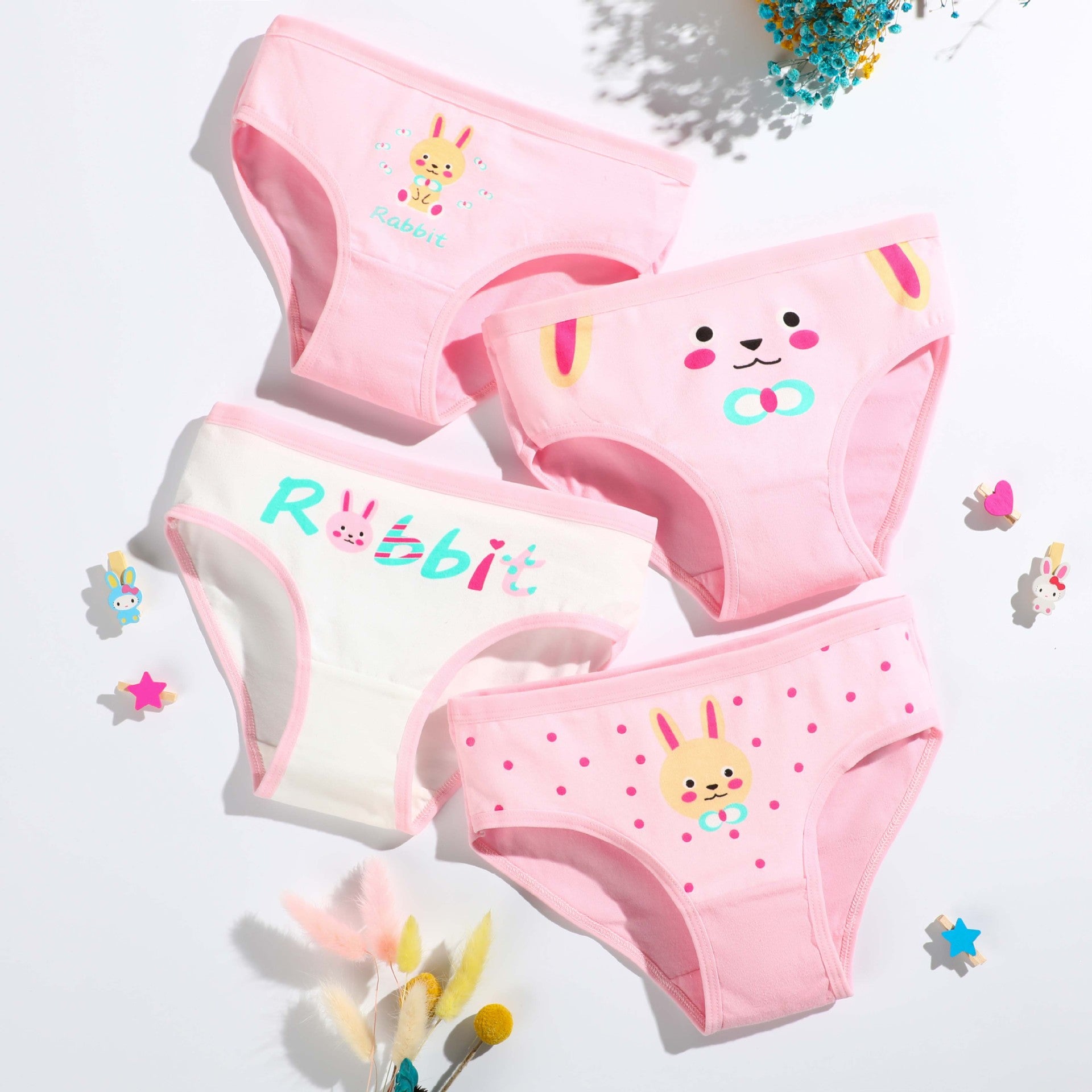 Kid Baby Girl Cotton Underwear Panties Cute Soft Breathable 4 Pieces/Lot