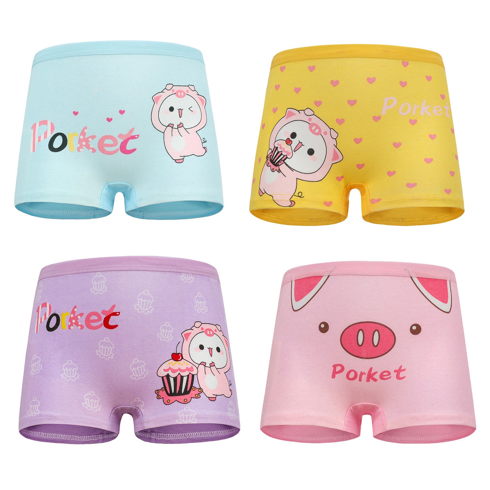 Kid Baby Girl Cotton Underwear Panties Cute Soft Breathable 4 Pieces/Lot