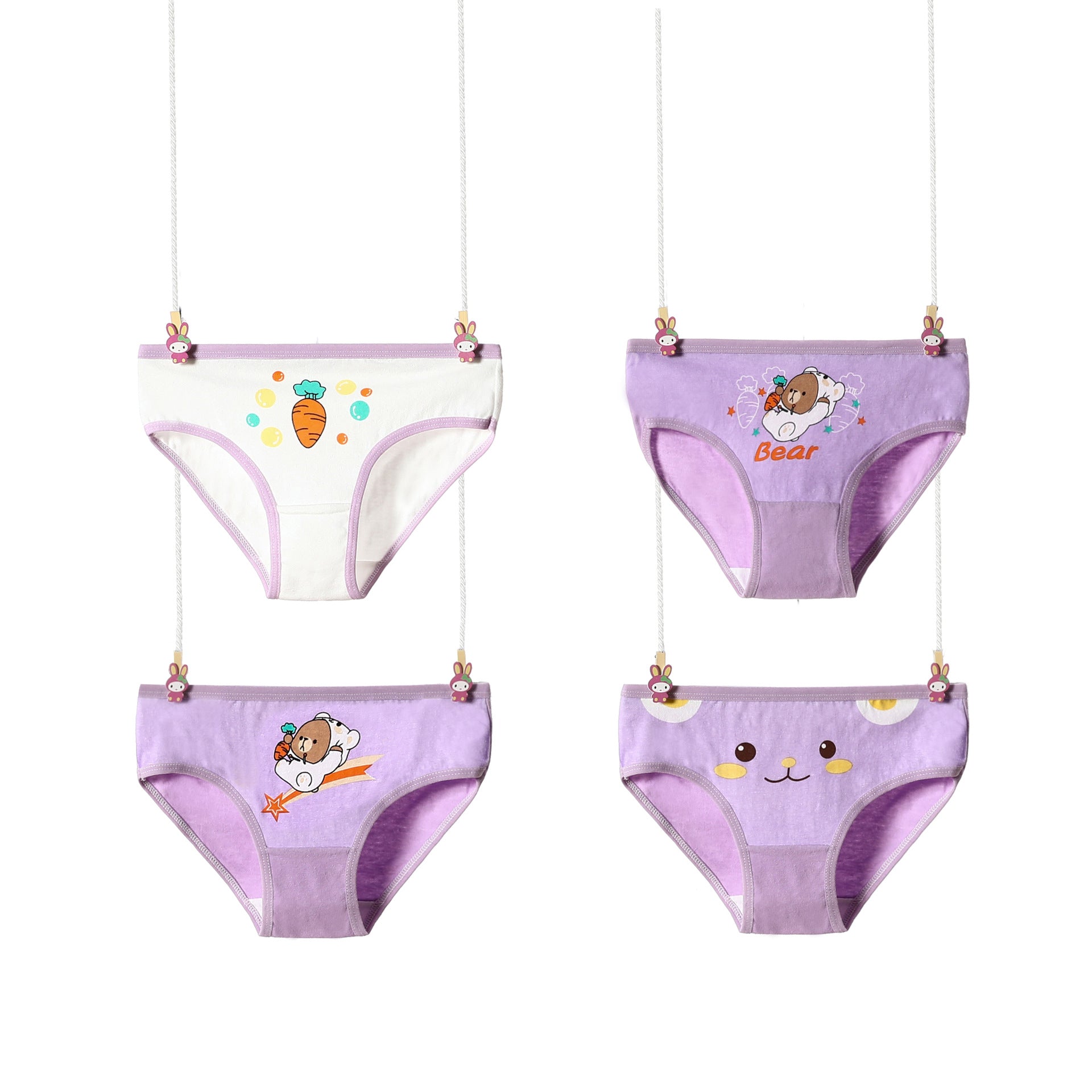 Kid Baby Girl Cotton Underwear Panties Cute Soft Breathable 4 Pieces/Lot