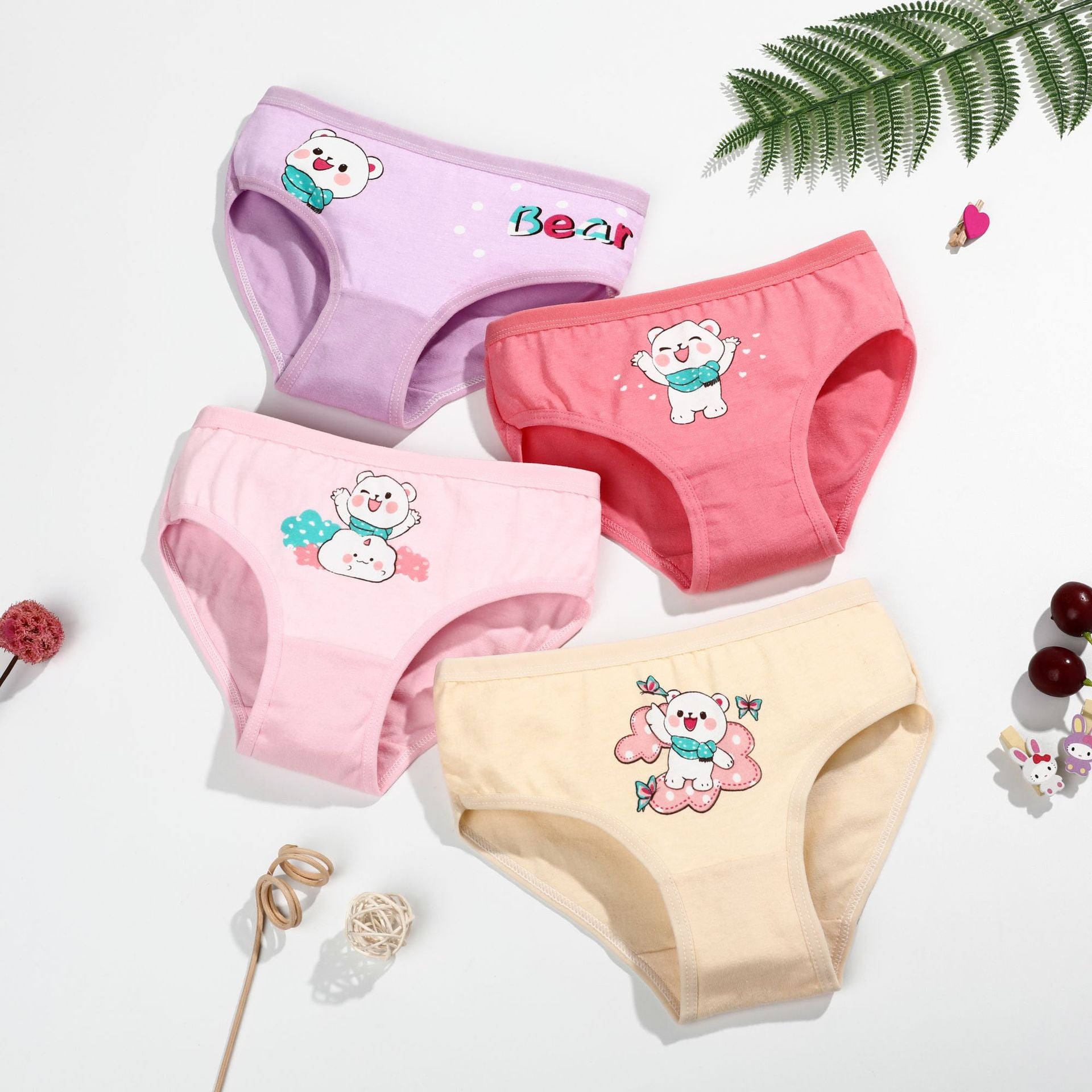Kid Baby Girl Cotton Underwear Panties Cute Soft Breathable 4 Pieces/Lot