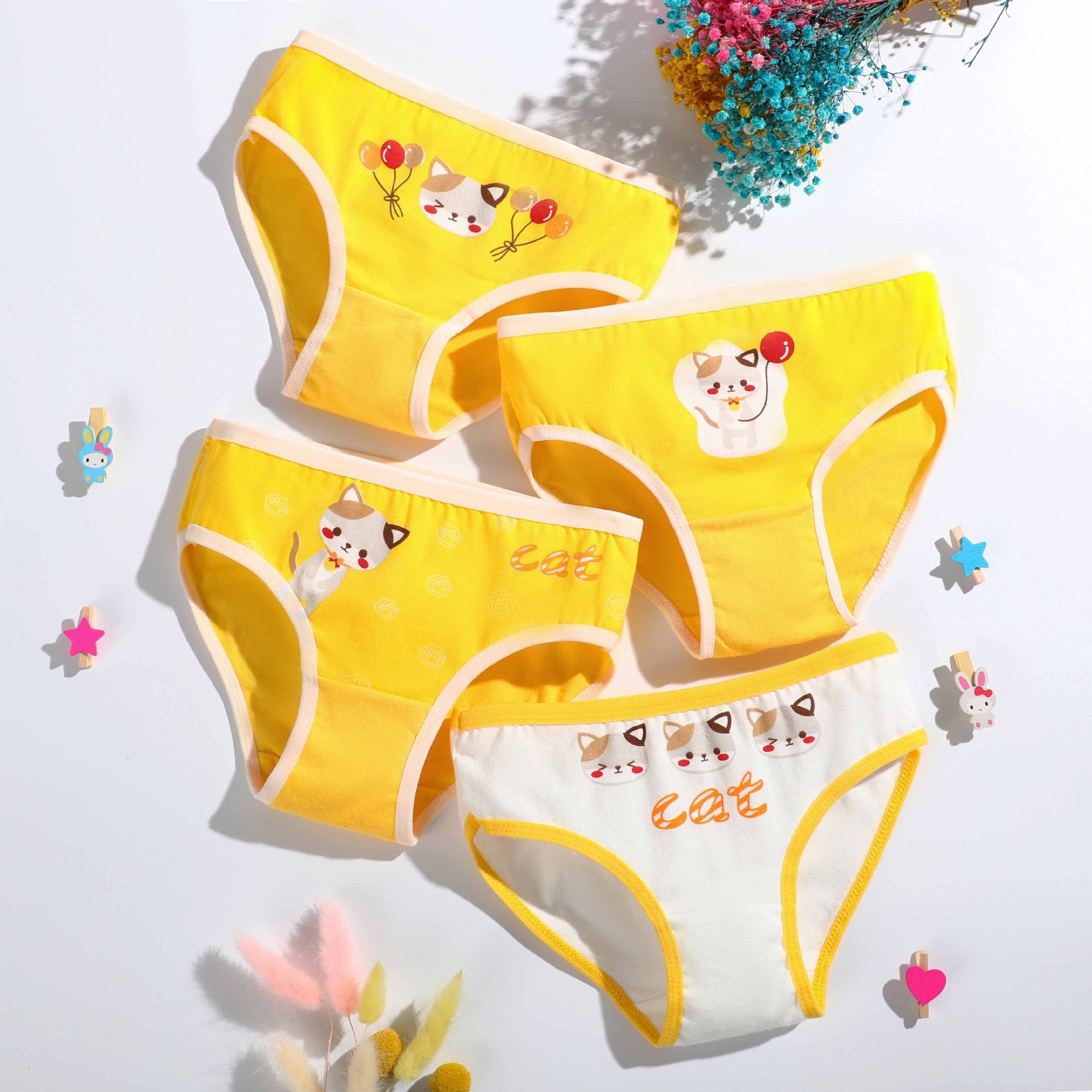 Kid Baby Girl Cotton Underwear Panties Cute Soft Breathable 4 Pieces/Lot