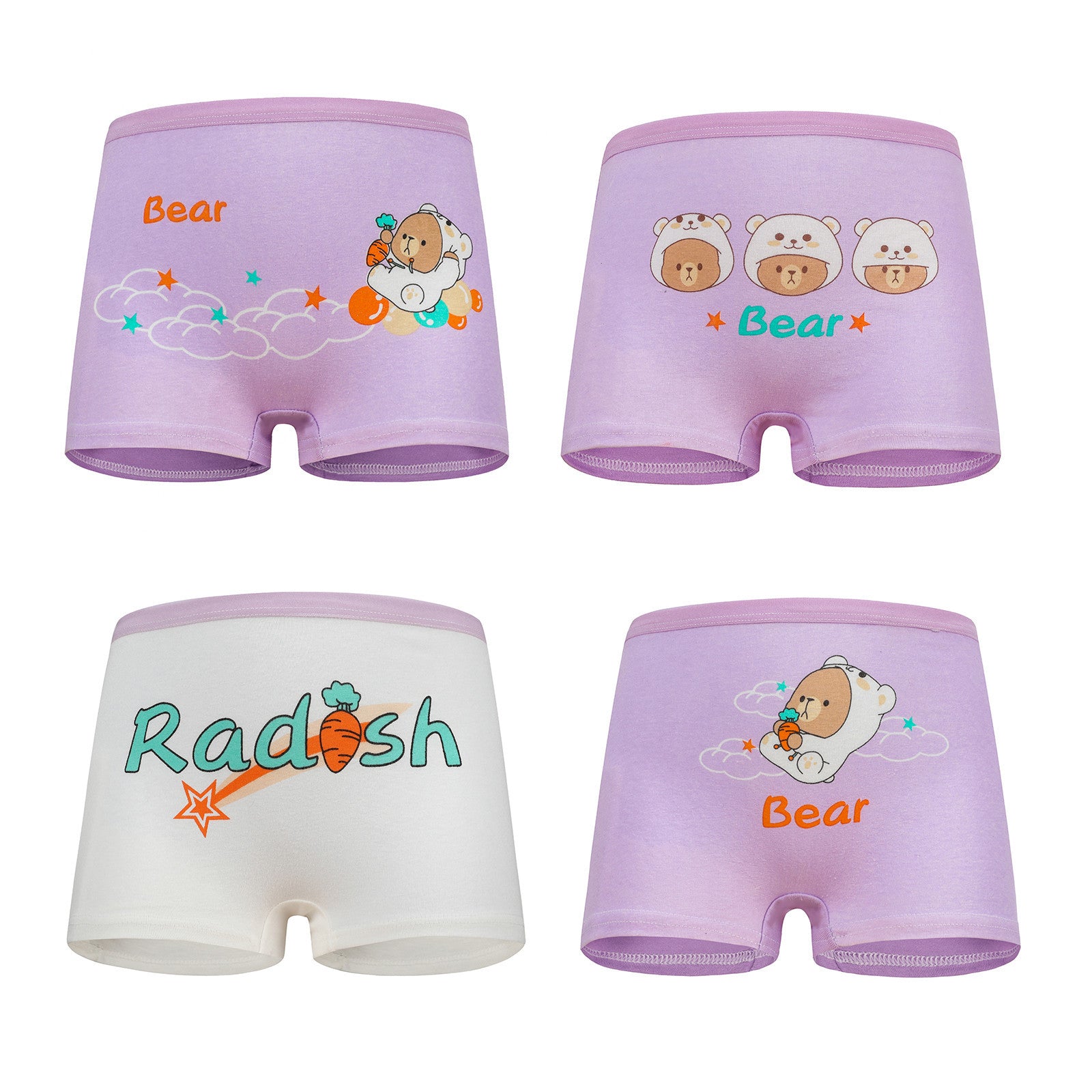 Kid Baby Girl Cotton Underwear Panties Cute Soft Breathable 4 Pieces/Lot