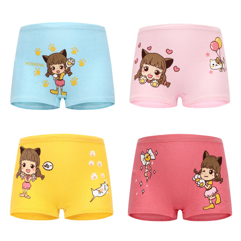Kid Baby Girl Cotton Underwear Panties Cute Soft Breathable 4 Pieces/Lot
