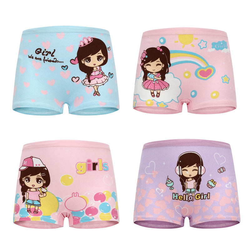 Kid Baby Girl Cotton Underwear Panties Cute Soft Breathable 4 Pieces/Lot