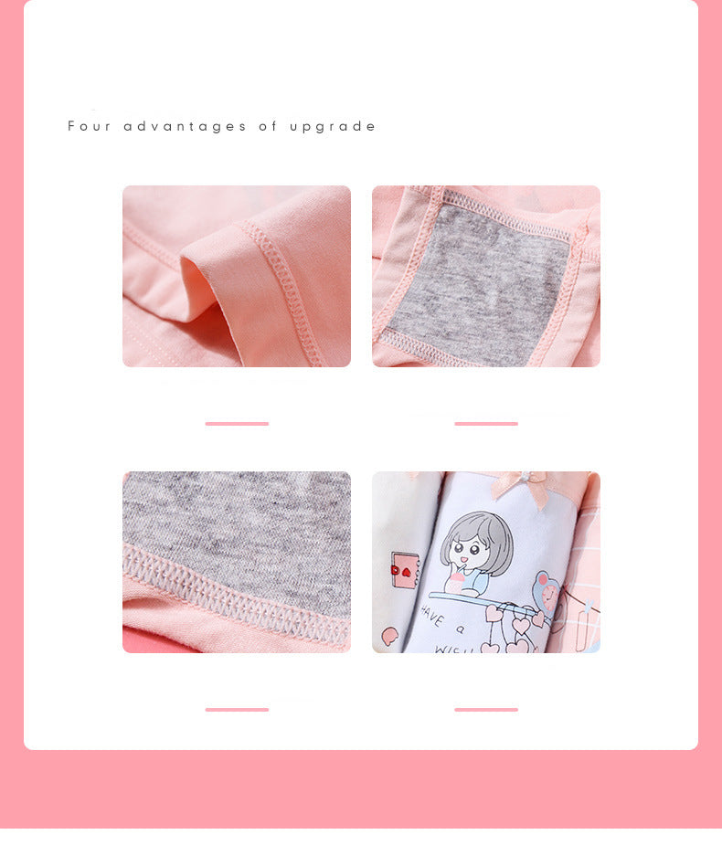 Kid Girl Cotton Cute Soft Underwear 4 Pieces/Lot 2-12Y