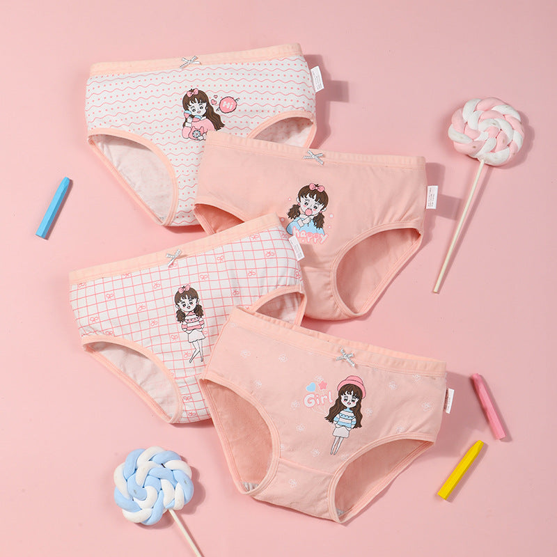 Kid Girl Cotton Cute Soft Underwear 4 Pieces/Lot 2-12Y