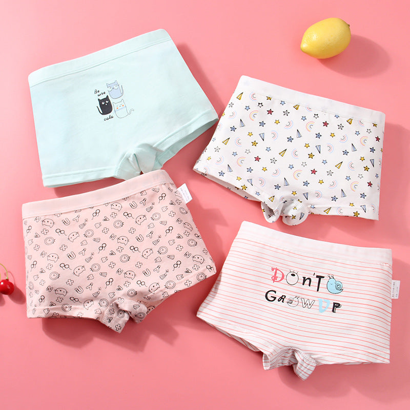 Kid Girl Cotton Cute Soft Underwear 4 Pieces/Lot 2-12Y