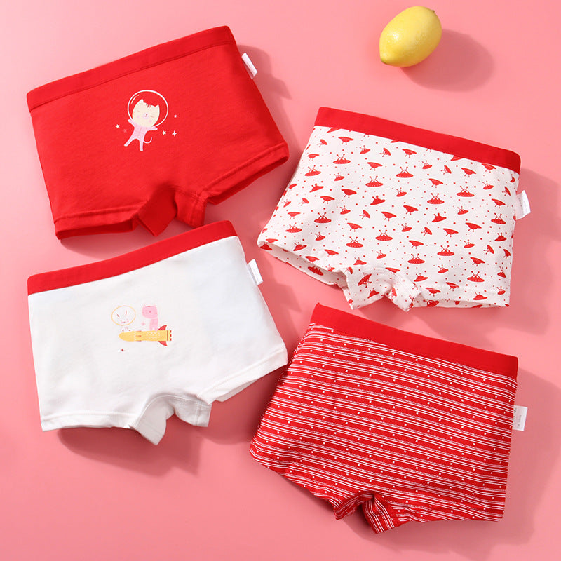 Kid Girl Cotton Cute Soft Underwear 4 Pieces/Lot 2-12Y