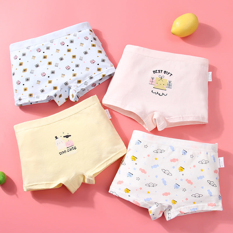 Kid Girl Cotton Cute Soft Underwear 4 Pieces/Lot 2-12Y