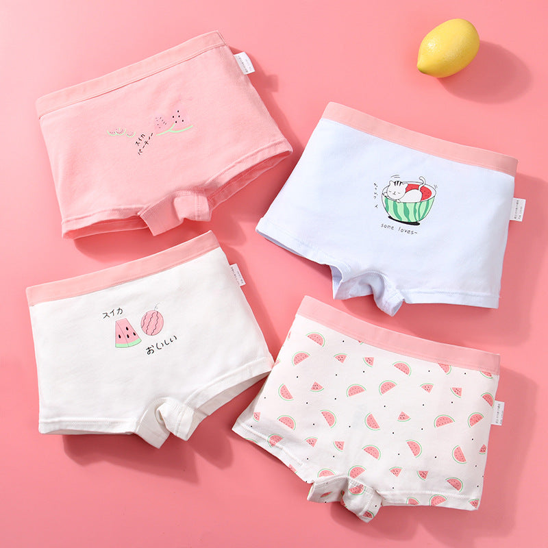Kid Girl Cotton Cute Soft Underwear 4 Pieces/Lot 2-12Y