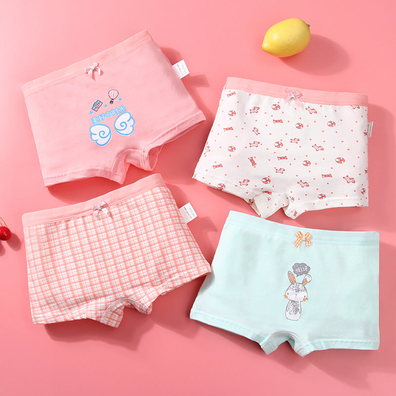 Kid Girl Cotton Cute Soft Underwear 4 Pieces/Lot 2-12Y