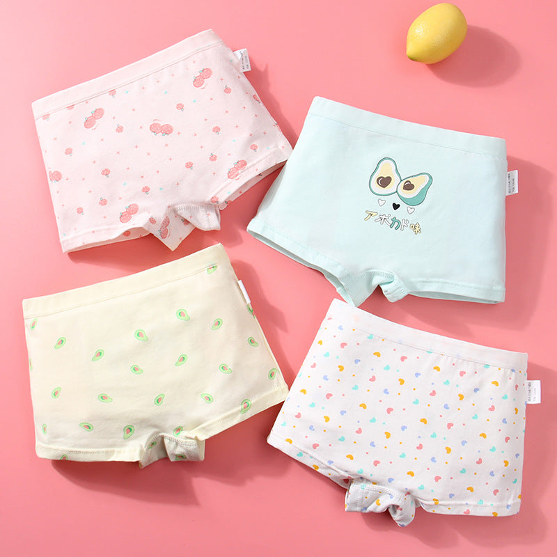 Kid Girl Cotton Cute Soft Underwear 4 Pieces/Lot 2-12Y