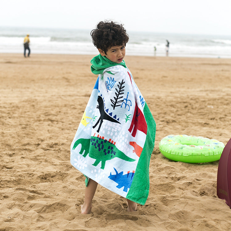 Kid Baby Pure Cotton Towel Poncho Gym Sports Hooded Mermaid Bathrobe Pajamas
