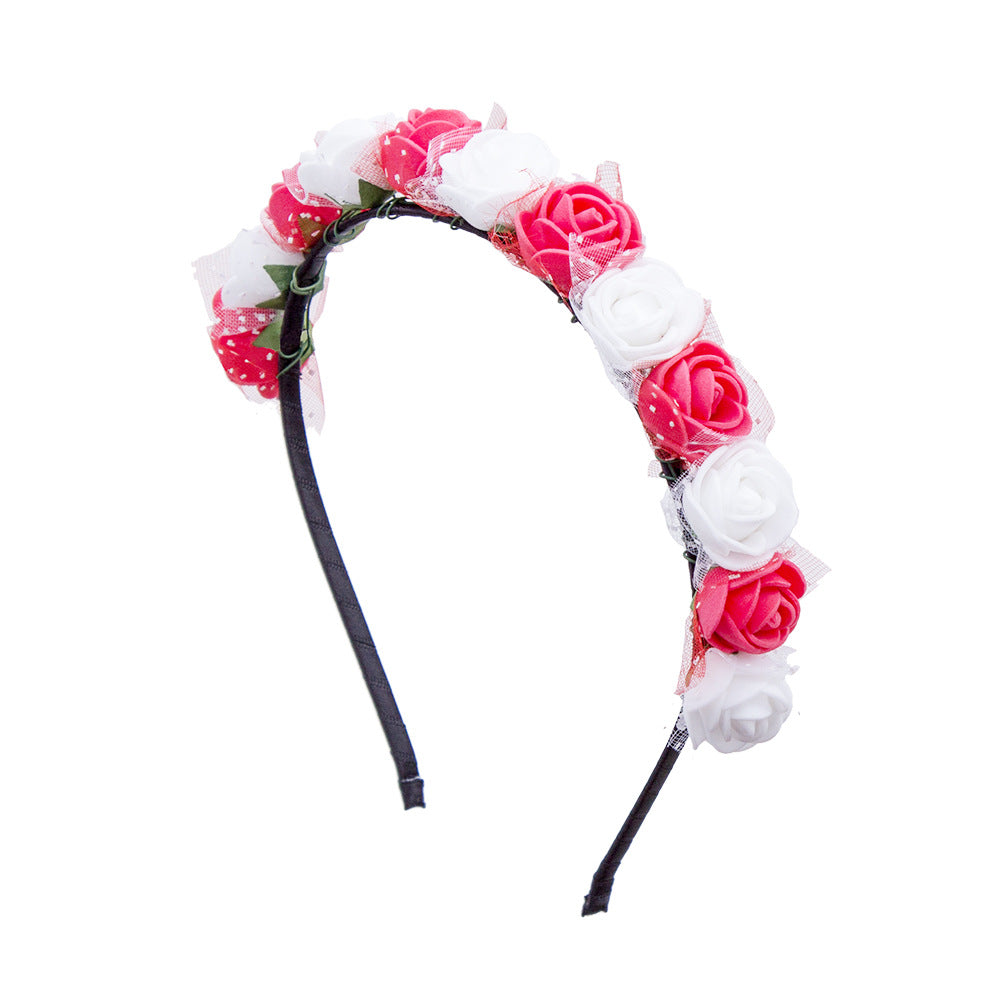 Kid Girl Bridal Wreath Snow Gauze Foam Flower Hoop Wedding Photography Headwear