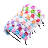 Kid Girl Bridal Wreath Snow Gauze Foam Flower Hoop Wedding Photography Headwear