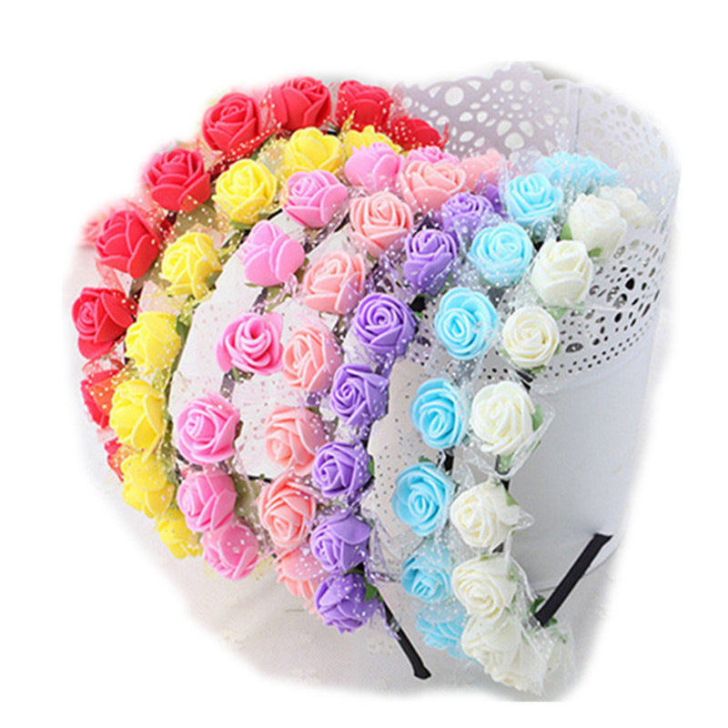 Kid Girl Bridal Wreath Snow Gauze Foam Flower Hoop Wedding Photography Headwear