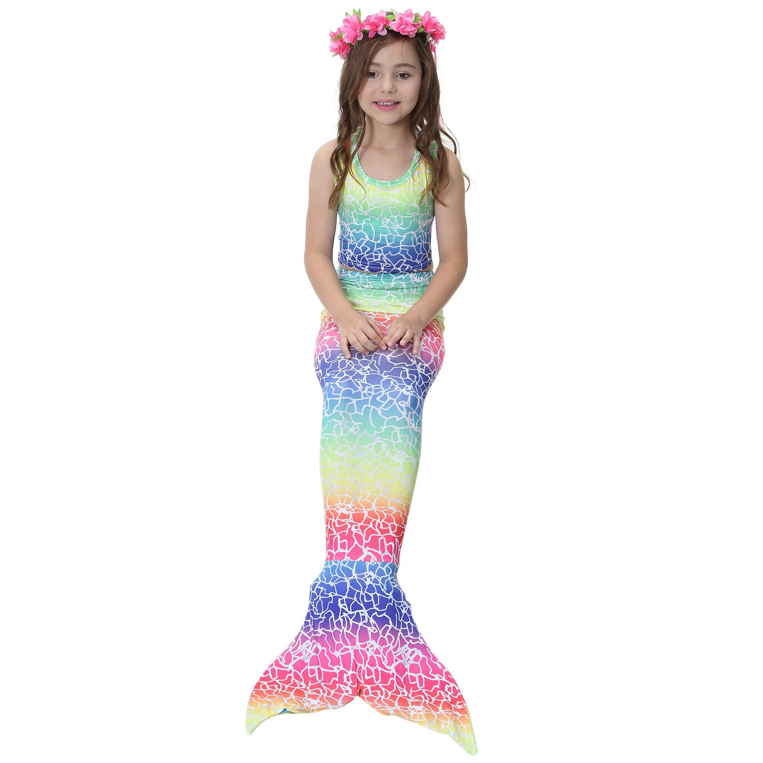 Kid Girl Mermaid Floral Bikini Spring Swimsuit