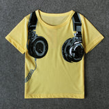 Kid Baby Boys Summer Earphone Printed Short Sleeve T-shirt Shorts