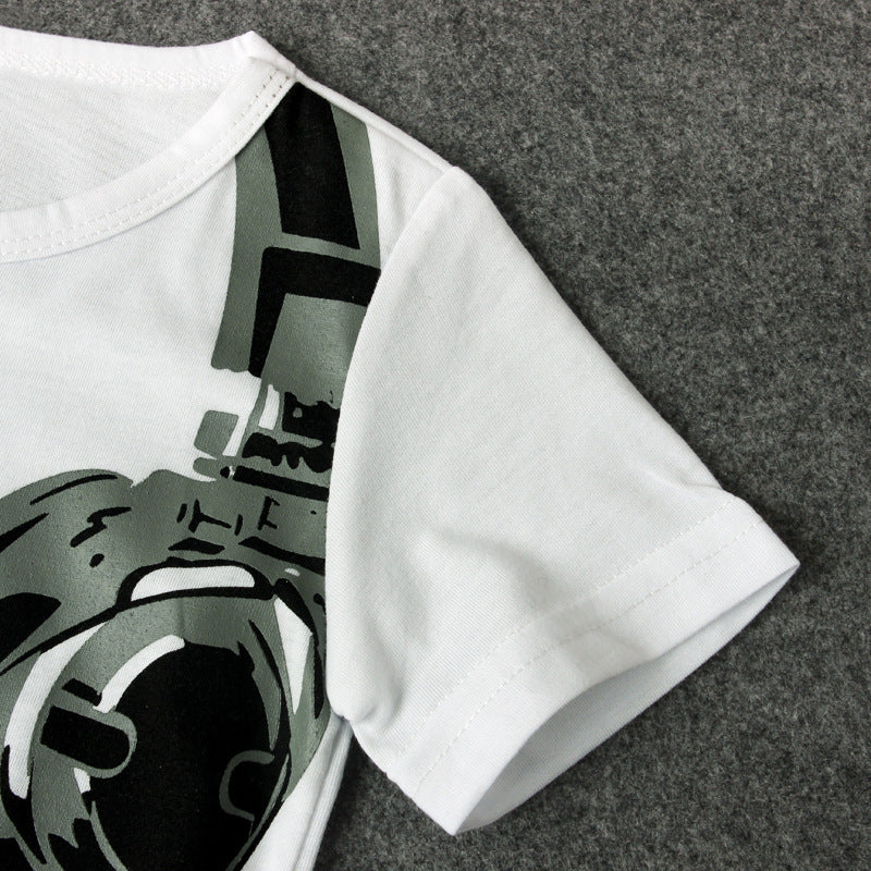 Kid Baby Boys Summer Earphone Printed Short Sleeve T-shirt Shorts