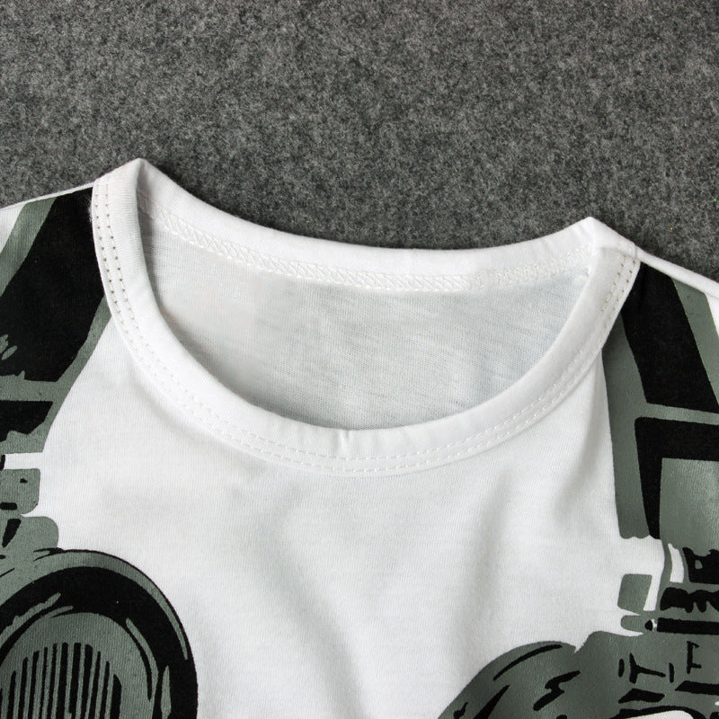 Kid Baby Boys Summer Earphone Printed Short Sleeve T-shirt Shorts
