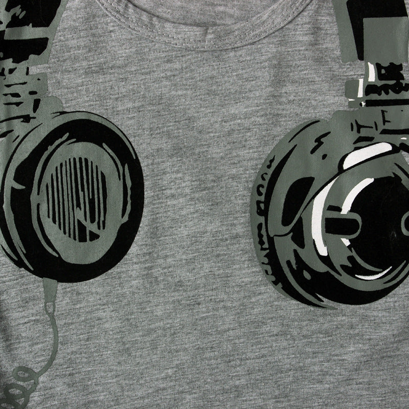 Kid Baby Boys Summer Earphone Printed Short Sleeve T-shirt Shorts