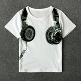 Kid Baby Boys Summer Earphone Printed Short Sleeve T-shirt Shorts