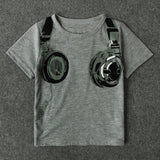 Kid Baby Boys Summer Earphone Printed Short Sleeve T-shirt Shorts