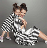 Family Matching Parent-child Black and White Stripe Casual Dress